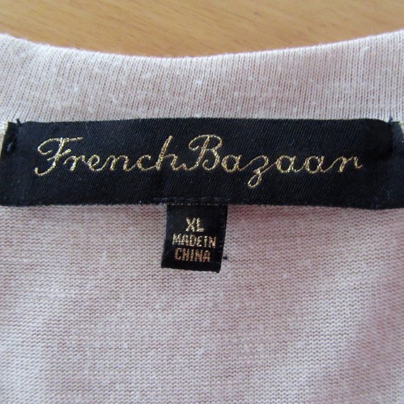 FRENCH BAZAAR beige studded oversized tunic shirt - handkerchief hem - Womens XL - Picture 8 of 8